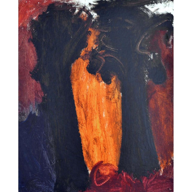 Abstract Velvety Black strokes he is known for by Julius Wasserstein (American, 1924-1985). Monogram initials "JW" bottom...