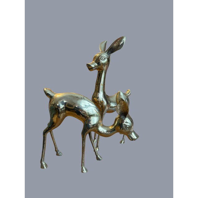Metal Vintage Solid Brass Large Deer Boho Bambi Fawn Doe For Sale - Image 7 of 11