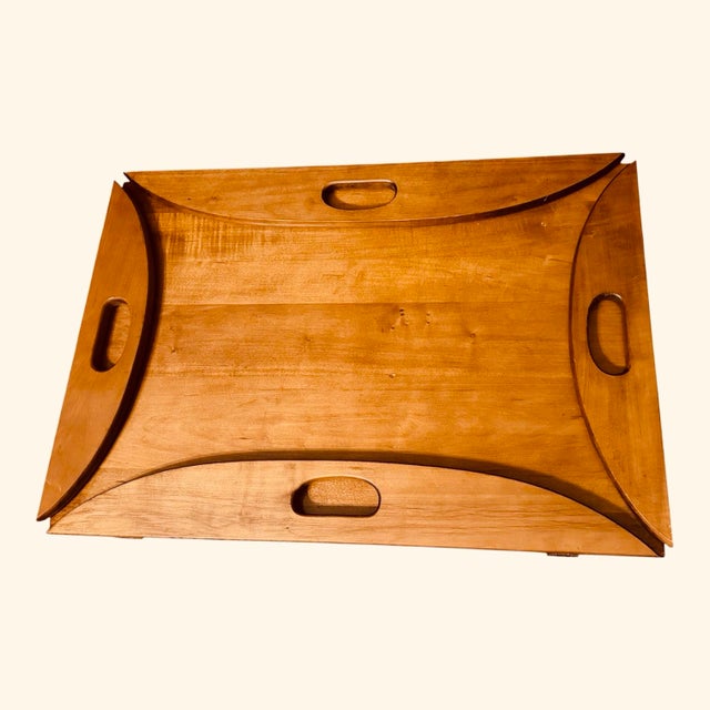 Mid 20th Century Vintage Mid 20th Century Maple Butler’s Tray Table With Folding Sides For Sale - Image 5 of 6