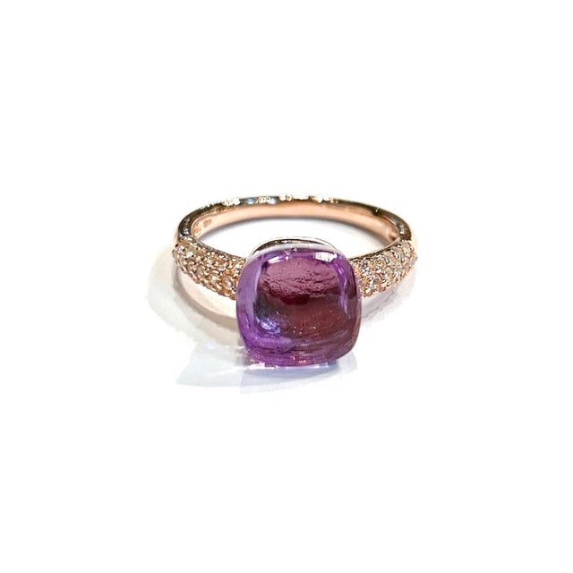 Bochic "Capri" Vintage Square Cut Amethyst & Topaz Ring Set In 18K Gold & Silver For Sale - Image 11 of 18