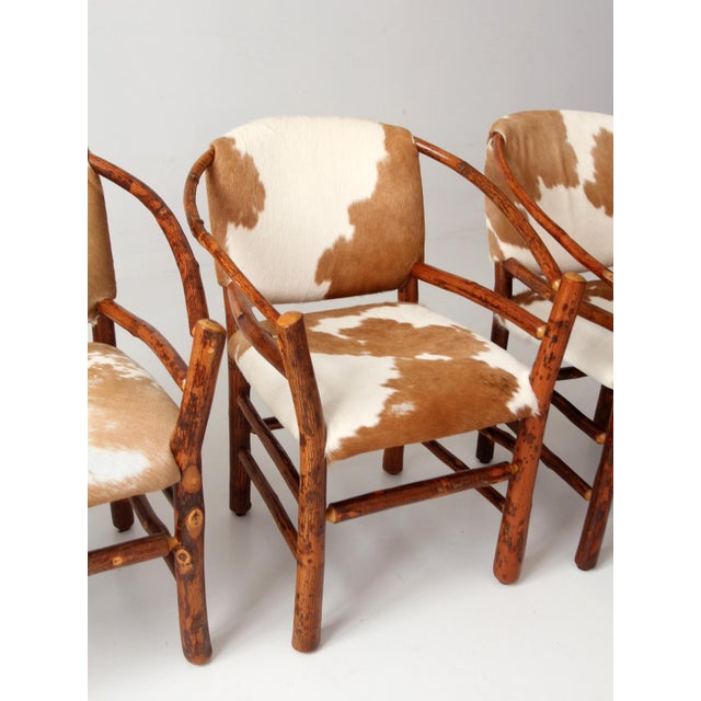 Vintage Old Hickory Hair on Hide Armchairs Set 4 For Sale - Image 18 of 18