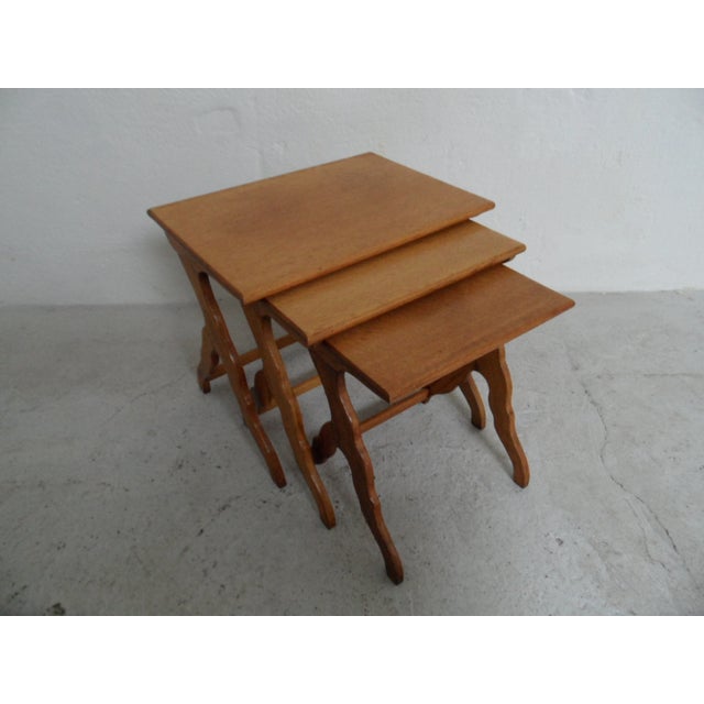 Vintage Oak Mimi Nesting Tables, 1950s, Set of 3 For Sale - Image 4 of 9