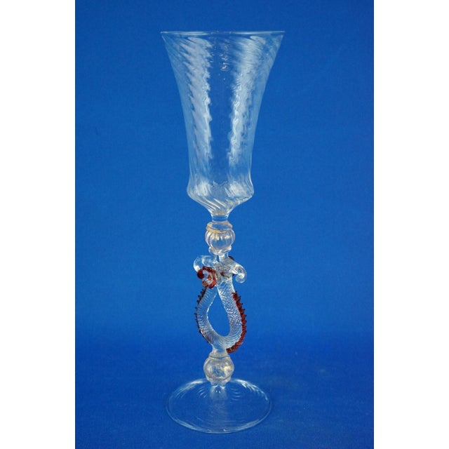 Vintage Venetian Goblet Glass in Blown Murano Glass, 1920s For Sale - Image 4 of 18