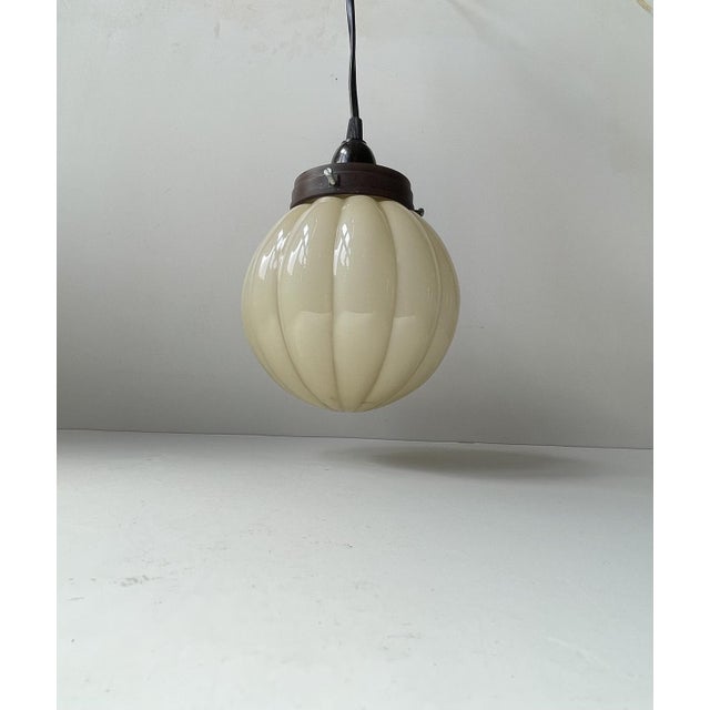 Danish Art Deco Globe Pendant Lamp with Pumpkin Opaline Glass Shade from Lyfa, 1930s For Sale - Image 9 of 9
