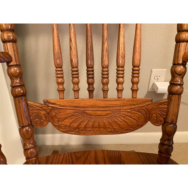 1980s 1980s Solid Oak Rocking Chair For Sale - Image 5 of 8