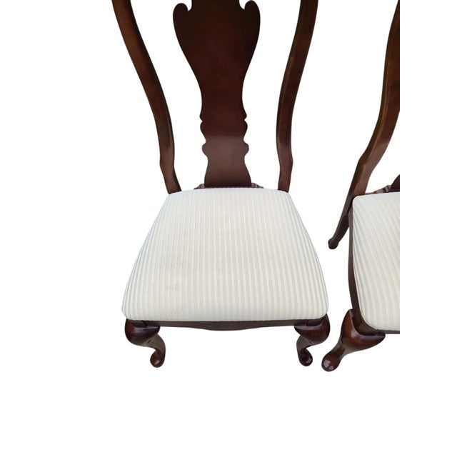 1990s Pair Thomasville Collectors Cherry Queen Ann Dining Room Side Chairs For Sale - Image 10 of 11