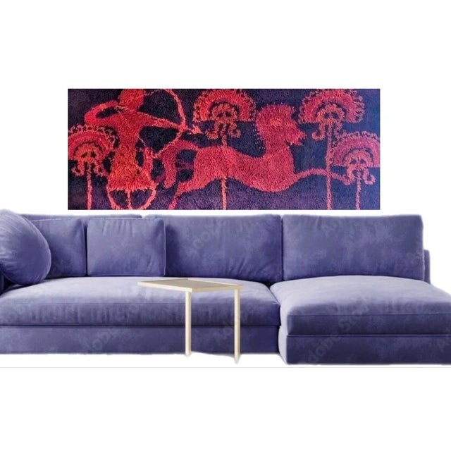 Sale! 60s Vintage Ege Rya Rug Wool Danish Modern Cubist Etruscan Horses & Riders Textile Art Wall Hanging For Sale - Image 10 of 12