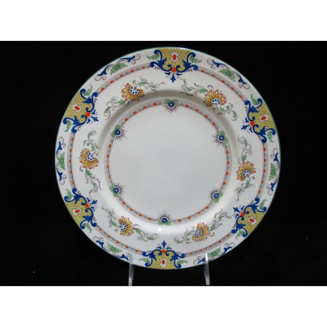 Bright and colorful Coalport England AD 1750 dinner plate set of 6., dating from mid to late 19th century. Beautiful bold...