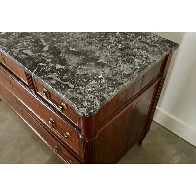 French 19th Century Louis XVI Style Mahogany & Marble Commode For Sale - Image 10 of 12