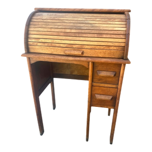 Antique Solid Maple Child’s Rolltop Desk - Circa 1910 - 24" W X 16" D X 35" H