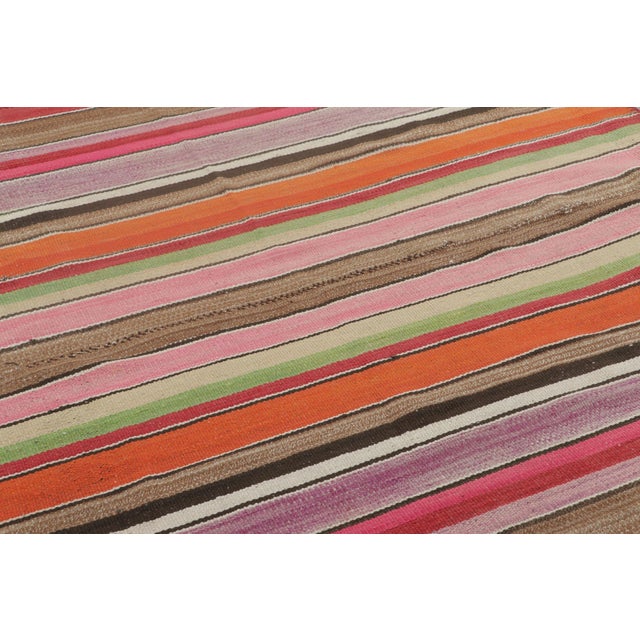 Rug & Kilim Vintage Frazada Square Kilim in Vibrant Polychrome Striped Pattern - Rug & Kilim For Sale - Image 4 of 7