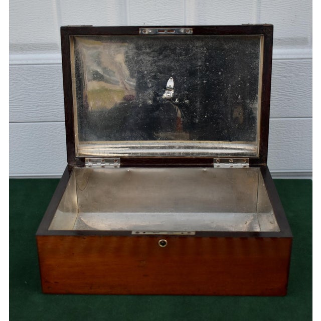 Vintage Mahogany Lined Humidor Box W/Metal Fittings For Sale - Image 10 of 12