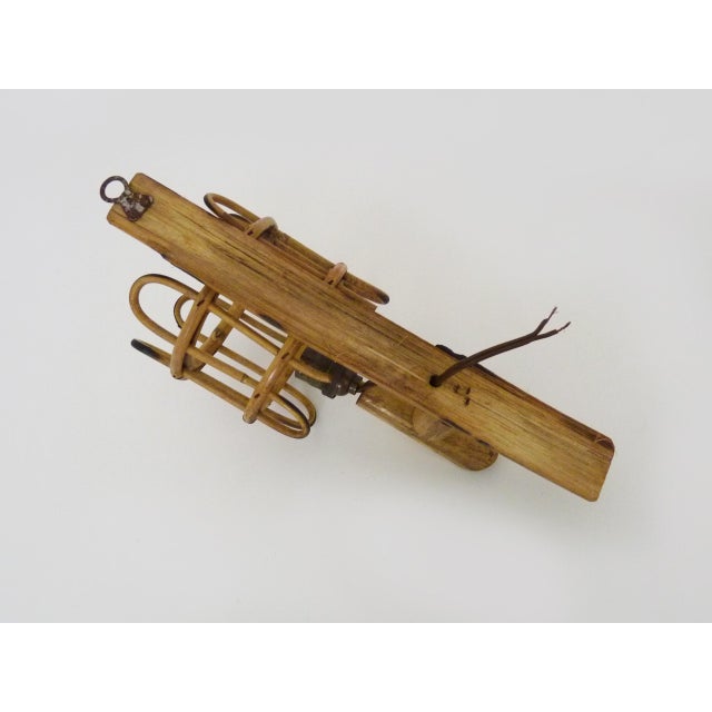 Beige Bamboo Rattan Lantern Wall Light, 1950s For Sale - Image 8 of 9