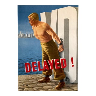 Franz Oswald Schiffers, Original Vintage Color World War II Propaganda Poster Delayed! Offset Lithograph, 1946 For Sale