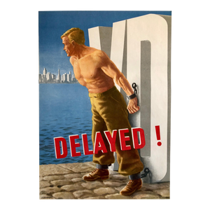 Franz Oswald Schiffers, Original Vintage Color World War II Propaganda Poster Delayed! Offset Lithograph, 1946