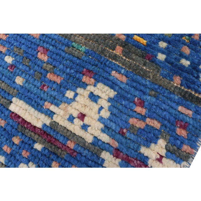 Shabby Chic Blue/Gray Wool&Silk Rug - 5'0'' X 7'2'' For Sale - Image 4 of 10