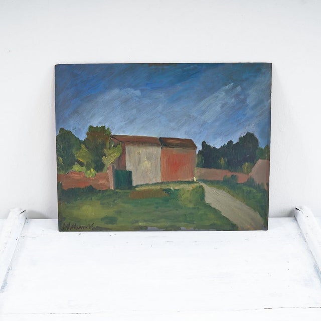 A. Mateucci, Landscape, 1980s, Oil on Panel For Sale - Image 5 of 5