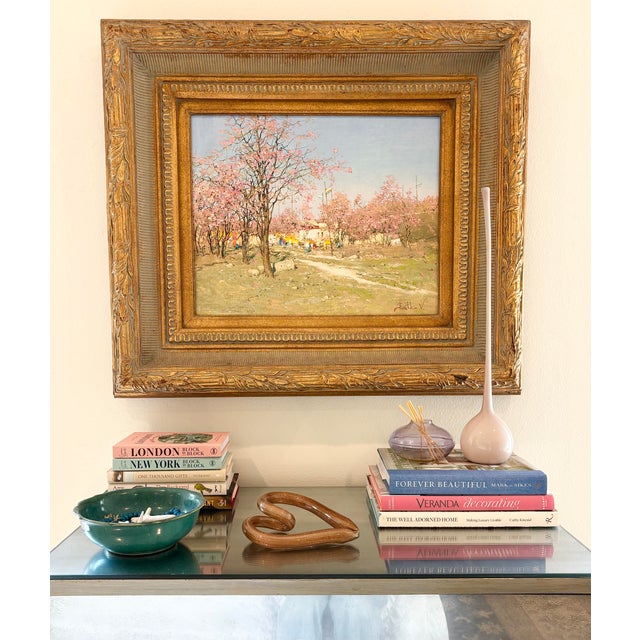 Vintage Italian art glass sculpture in an expressive open heart form beautifully worked with shimmering copper-gold...
