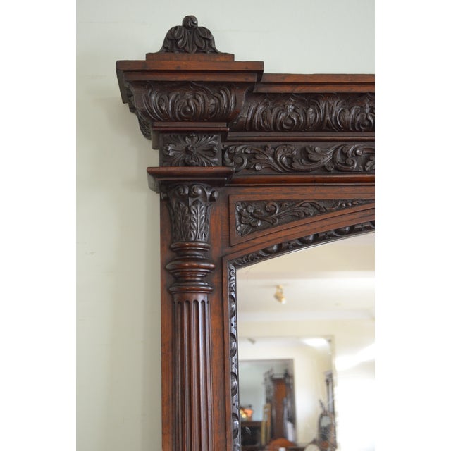 Antique English Oak Mirror with Carved Details, 1880 For Sale - Image 9 of 18