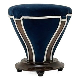 Vintage Ottoman in Wood and Velvet, 1930s For Sale