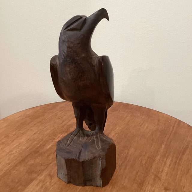 Wooden carved American Eagle mahogany 9” tall excellent condition heavy