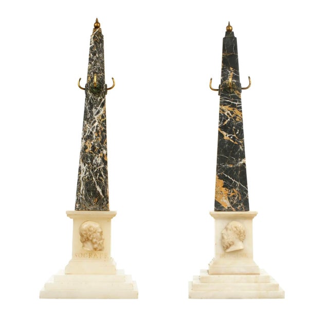 Stone A Pair of Grand Tour Variegated Marble Obelisks For Sale - Image 7 of 7