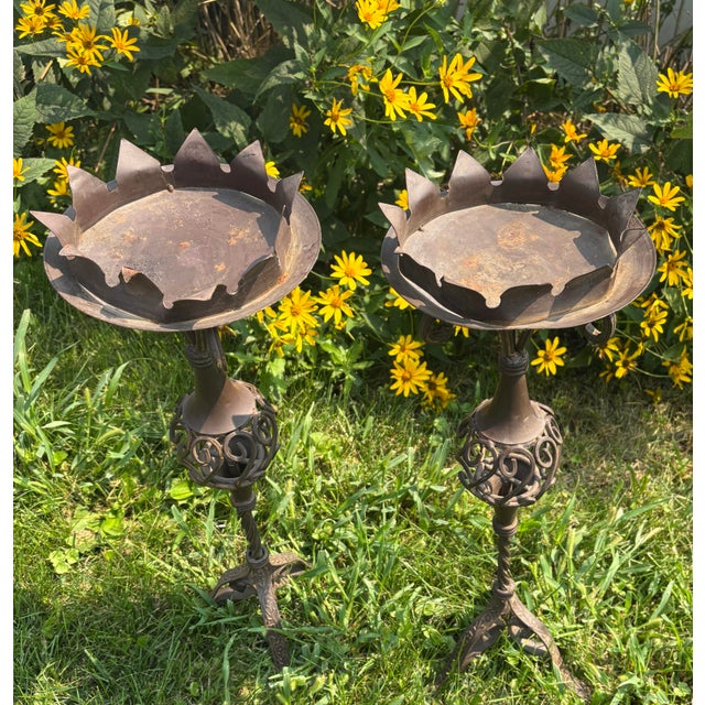 Pair of Mid-Century Wrought Iron Jardinière Plant Stands, Mediterranean Style For Sale - Image 4 of 12