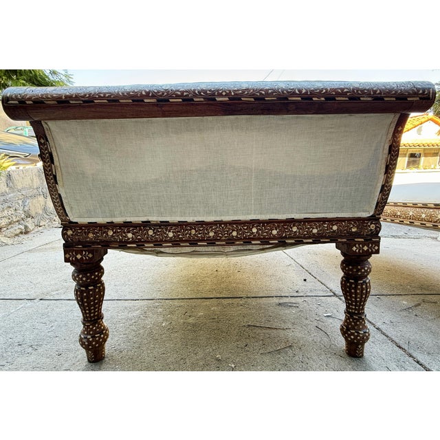 Early 20th Century Levantine-Style Bone-Inlay Daybeds - Pair For Sale - Image 4 of 9