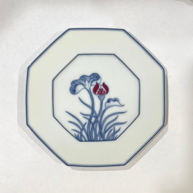 Fitz and Floyd Rare - Fitz and Floyd Lotus Bleu 73 Piece Porcelain Dinnerware Service for 12 - Circa 1978 For Sale - Image 4 of 11