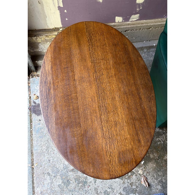 1910s Limbert Mission Oak Oval Library Table With Cut Outs Arts & Crafts For Sale In San Francisco - Image 6 of 12