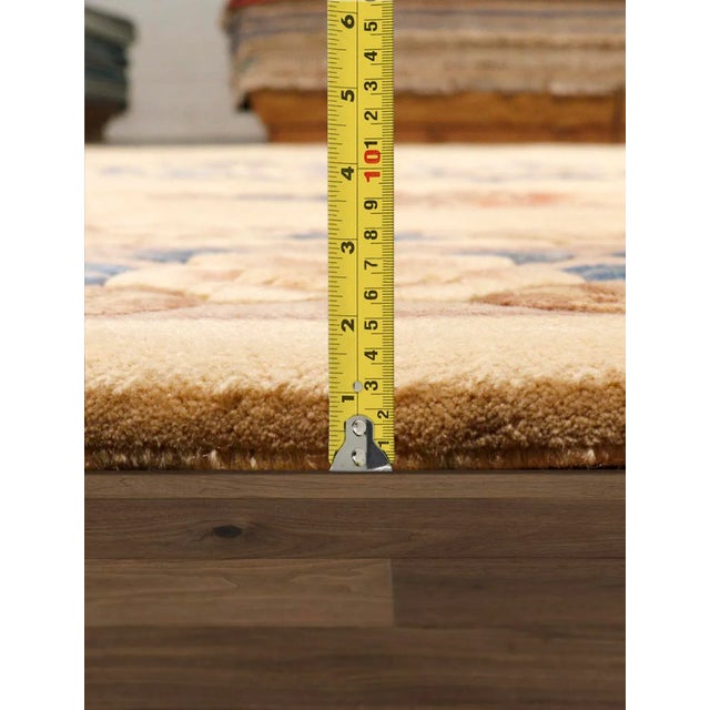 2020s 2020s Pasargad Home Art Deco Ivory/Blue Wool Area Rug- 8'10" X 11'10" For Sale - Image 5 of 6