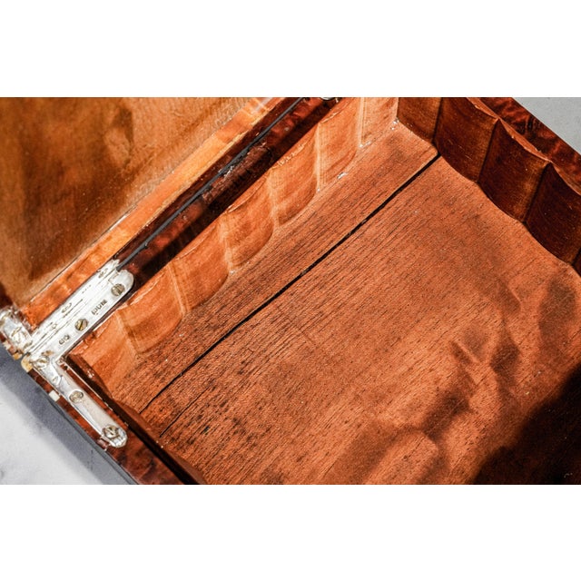 Brown Extraordinary Antique English Burl Wood Cigar Box Sterling Silver Fittings Luxury Home Decor Tobacciana For Sale - Image 8 of 18