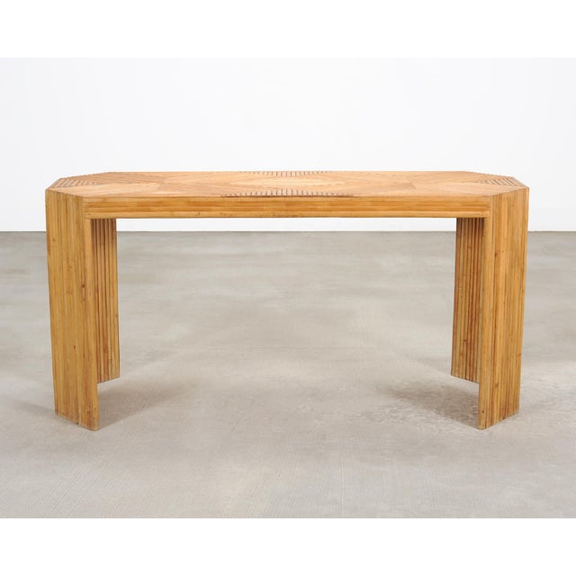 Organic Modern Pencil Reed Rattan Waterfall Console Table For Sale - Image 18 of 18