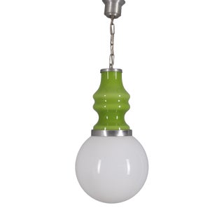 Vintage Space Age Green Glass Pendant Light, 1970s For Sale