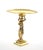 An elegant French 20th century brass figural centerpiece depicting a graceful classical maiden supporting a large circular...