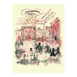 Ladies in the Lobby (Red) Print by Pauline De Roussy De Sales