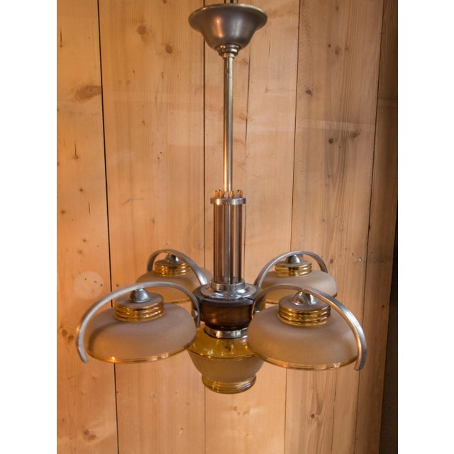 Tan Vintage Chandelier, 1940s For Sale - Image 8 of 11