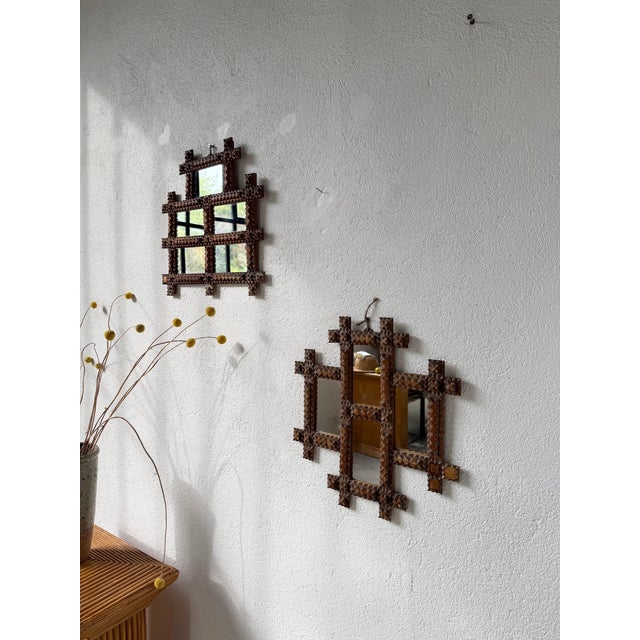 Tramp Art Mirror Frames, 1890s, Set of 2 For Sale - Image 13 of 18