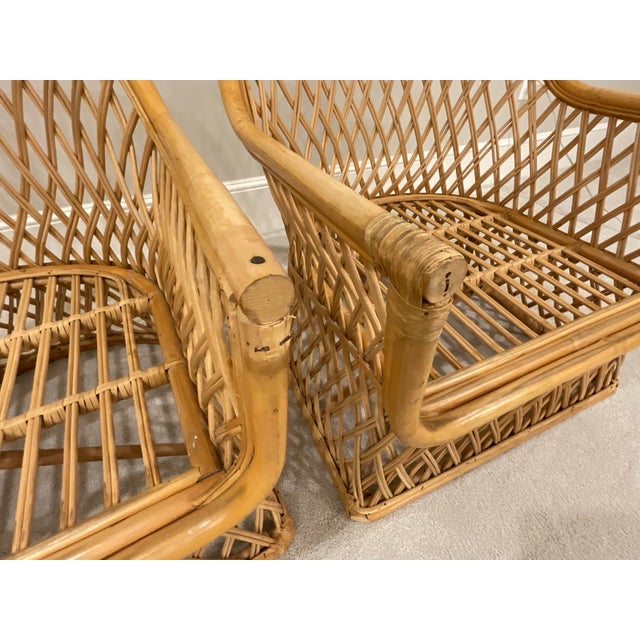 Vintage Rattan Club Chairs For Sale - Image 10 of 10