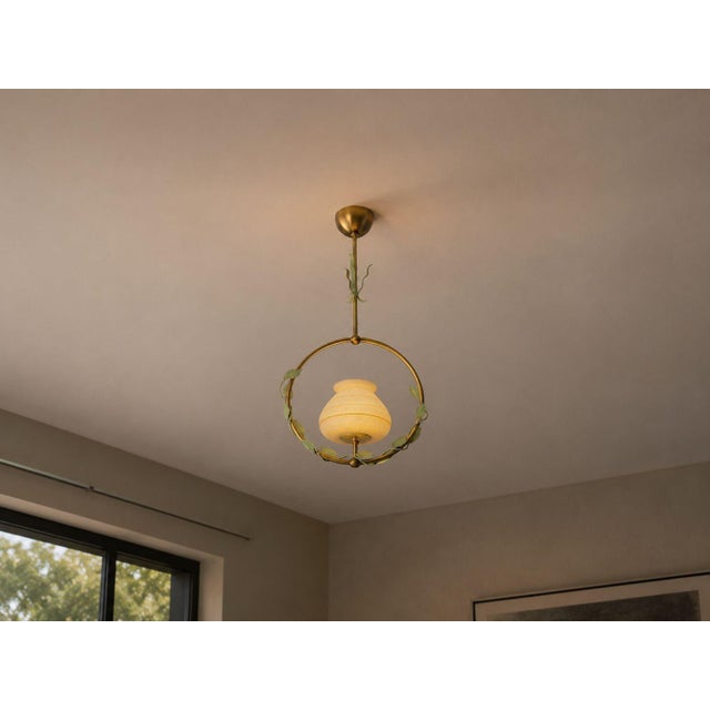 Nybro Armaturfabrik, Swedish Mid-Century Modern, Pendant Light, Brass, Metal, Sweden, 1950s A charming Swedish modern...