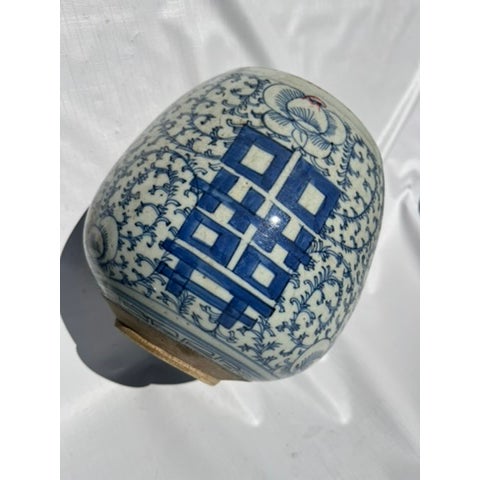 Late 19th Century Antique Chinese Export Porcelain Blue and White Ginger Jars a Pair For Sale - Image 5 of 8