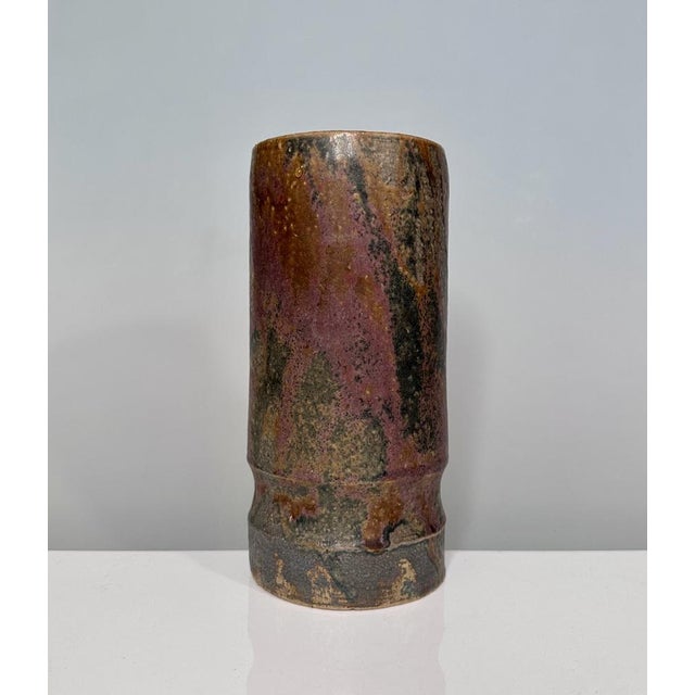 Cylindric Studio Ceramic Art Vase from Elmar & Elke Kubicek, Germany, 1960s For Sale - Image 14 of 14