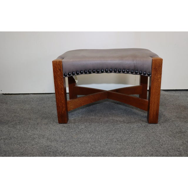 L & J G Stickley Oak Arts & Craft Footstool For Sale - Image 10 of 10