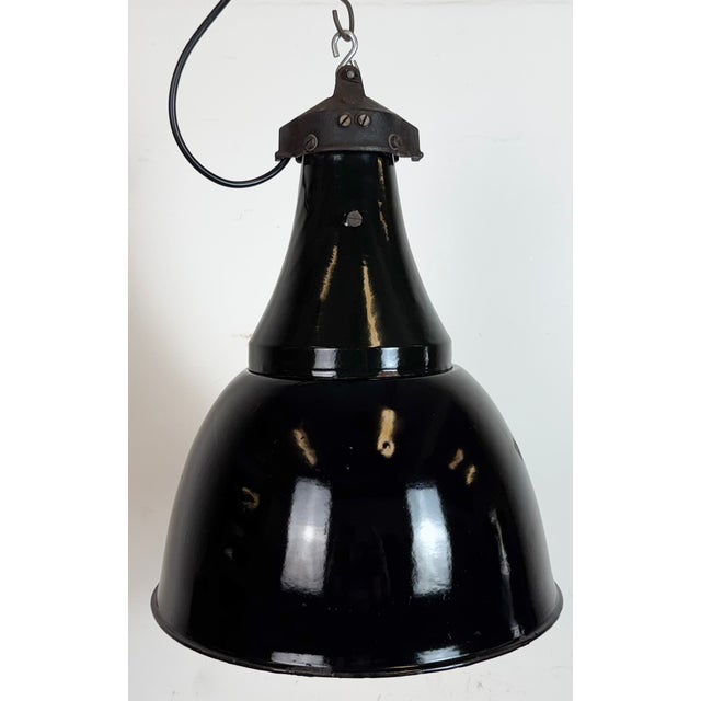Industrial Bauhaus Pendant Lamp in Black Enamel, 1930s For Sale - Image 9 of 18