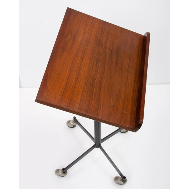 Brown 1970s Walnut Steel Mid Century Bookstand After McCobb Umanoff For Sale - Image 8 of 12