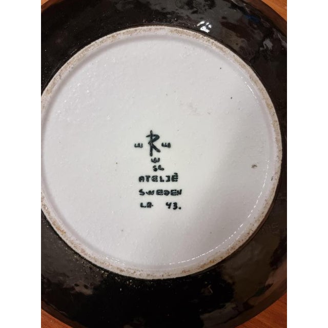 Large Scandinavian Modern Decorative Plate by Sylvia Leuchovius for Rörstrand, 1890s For Sale - Image 5 of 8