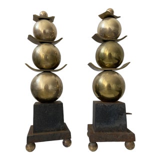 Vintage Mid-Century Modern Art Deco Andirons/Chenets - a Pair For Sale