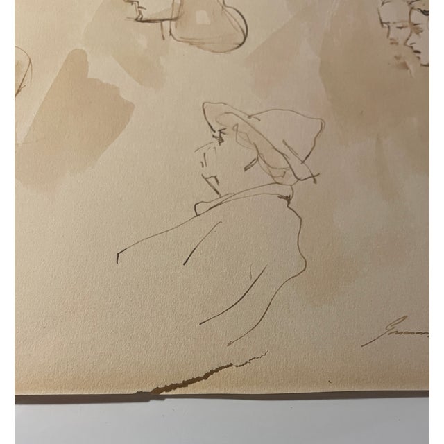 Figurative 1940 Portrait Studied Watercolor For Sale - Image 3 of 3