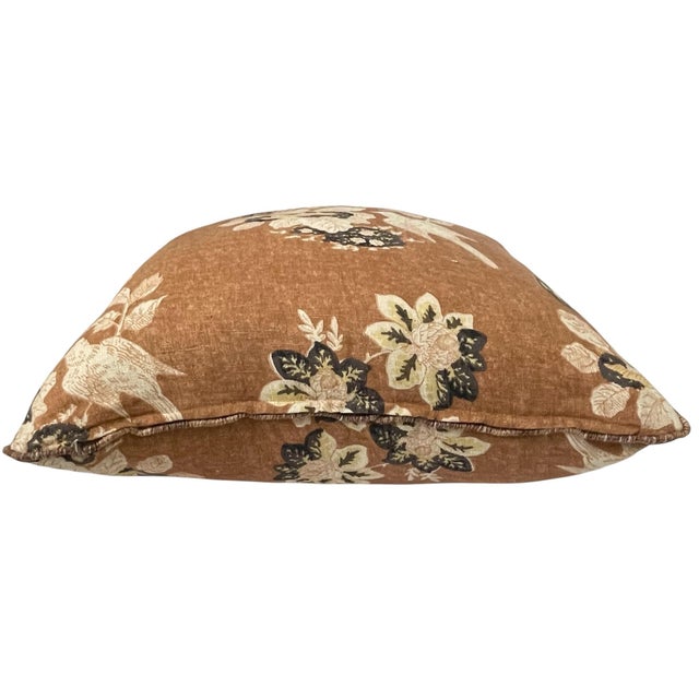 2 Rose Cummings Macclesfield Chestnut Floral Linen 20” Pillows. Feather Down For Sale In San Francisco - Image 6 of 7