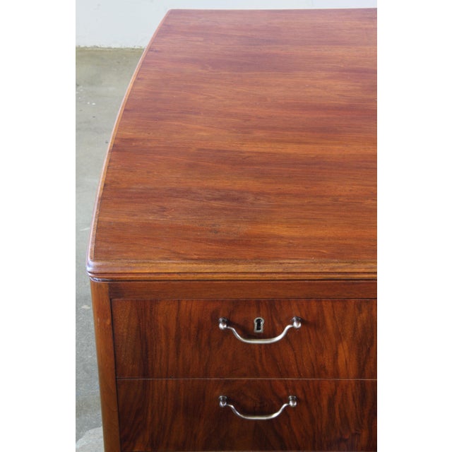 Brown Mid-Century Modern Art Deco Mahogany Writing Desk, 1950s For Sale - Image 8 of 18